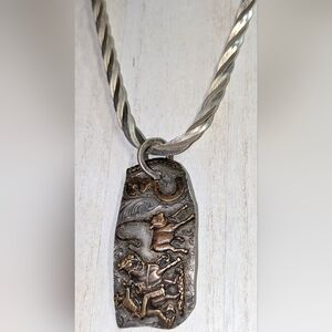 Handmade One-of-a-kind Calf Roping Horse Sterling Silver Pendant